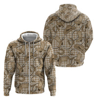 Beige Hawaii Palaka Cowboy Zip Hoodie Hawaiian Paniolo Festival Spirit