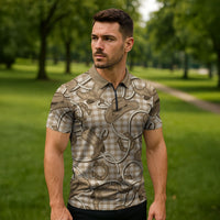Beige Hawaii Palaka Cowboy Zipper Polo Shirt Hawaiian Paniolo Festival Spirit