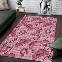 Pink Hawaii Palaka Cowboy Area Rug Hawaiian Paniolo Festival Spirit