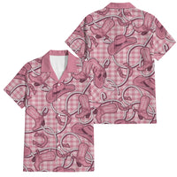 Pink Hawaii Palaka Cowboy Family Matching Off The Shoulder Long Sleeve Dress and Hawaiian Shirt Hawaiian Paniolo Festival Spirit