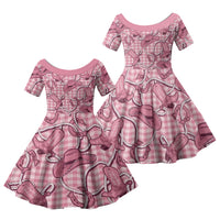 Pink Hawaii Palaka Cowboy Family Matching Off The Shoulder Long Sleeve Dress and Hawaiian Shirt Hawaiian Paniolo Festival Spirit