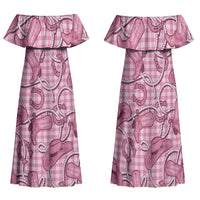 Pink Hawaii Palaka Cowboy Family Matching Off Shoulder Maxi Dress and Hawaiian Shirt Hawaiian Paniolo Festival Spirit