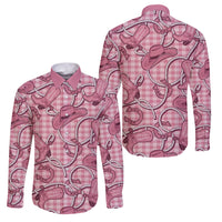 Pink Hawaii Palaka Cowboy Family Matching Off Shoulder Short Dress and Hawaiian Shirt Hawaiian Paniolo Festival Spirit