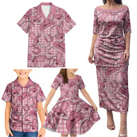 Pink Hawaii Palaka Cowboy Family Matching Puletasi and Hawaiian Shirt Hawaiian Paniolo Festival Spirit