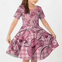Pink Hawaii Palaka Cowboy Kid Short Sleeve Dress Hawaiian Paniolo Festival Spirit