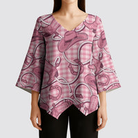 Pink Hawaii Palaka Cowboy Kimono Sleeve Blouse Hawaiian Paniolo Festival Spirit