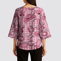 Pink Hawaii Palaka Cowboy Kimono Sleeve Blouse Hawaiian Paniolo Festival Spirit