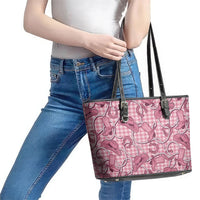 Pink Hawaii Palaka Cowboy Leather Tote Bag Hawaiian Paniolo Festival Spirit