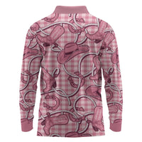 Pink Hawaii Palaka Cowboy Long Sleeve Polo Shirt Hawaiian Paniolo Festival Spirit