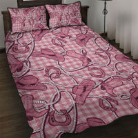 Pink Hawaii Palaka Cowboy Quilt Bed Set Hawaiian Paniolo Festival Spirit