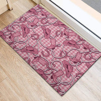 Pink Hawaii Palaka Cowboy Rubber Doormat Hawaiian Paniolo Festival Spirit