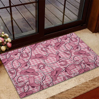 Pink Hawaii Palaka Cowboy Rubber Doormat Hawaiian Paniolo Festival Spirit