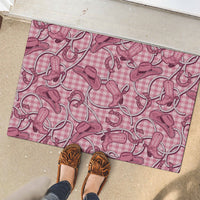 Pink Hawaii Palaka Cowboy Rubber Doormat Hawaiian Paniolo Festival Spirit