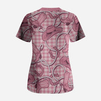 Pink Hawaii Palaka Cowboy Scrub Top Hawaiian Paniolo Festival Spirit