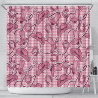 Pink Hawaii Palaka Cowboy Shower Curtain Hawaiian Paniolo Festival Spirit
