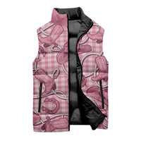 Pink Hawaii Palaka Cowboy Sleeveless Puffer Jacket Hawaiian Paniolo Festival Spirit