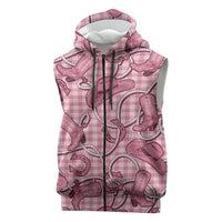 Pink Hawaii Palaka Cowboy Sleeveless Zip Hoodie Hawaiian Paniolo Festival Spirit