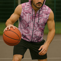 Pink Hawaii Palaka Cowboy Sleeveless Zip Hoodie Hawaiian Paniolo Festival Spirit