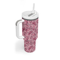 Pink Hawaii Palaka Cowboy Tumbler With Handle Hawaiian Paniolo Festival Spirit