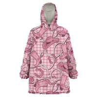 Pink Hawaii Palaka Cowboy Wearable Blanket Hoodie Hawaiian Paniolo Festival Spirit