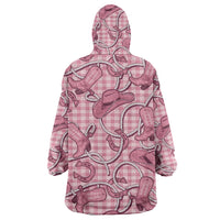 Pink Hawaii Palaka Cowboy Wearable Blanket Hoodie Hawaiian Paniolo Festival Spirit