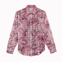 Pink Hawaii Palaka Cowboy Women Casual Shirt Hawaiian Paniolo Festival Spirit