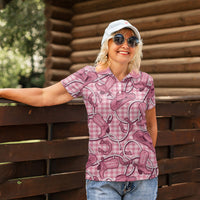 Pink Hawaii Palaka Cowboy Women Polo Shirt Hawaiian Paniolo Festival Spirit