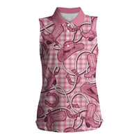 Pink Hawaii Palaka Cowboy Women Sleeveless Polo Shirt Hawaiian Paniolo Festival Spirit