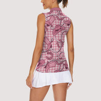 Pink Hawaii Palaka Cowboy Women Sleeveless Polo Shirt Hawaiian Paniolo Festival Spirit