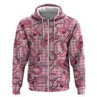 Pink Hawaii Palaka Cowboy Zip Hoodie Hawaiian Paniolo Festival Spirit