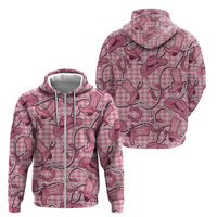Pink Hawaii Palaka Cowboy Zip Hoodie Hawaiian Paniolo Festival Spirit