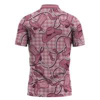 Pink Hawaii Palaka Cowboy Zipper Polo Shirt Hawaiian Paniolo Festival Spirit
