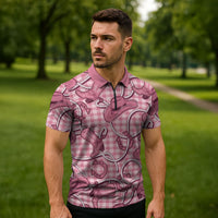 Pink Hawaii Palaka Cowboy Zipper Polo Shirt Hawaiian Paniolo Festival Spirit