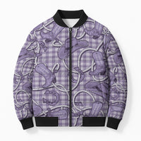 Purple Hawaii Palaka Cowboy Bomber Puffer Jacket Hawaiian Paniolo Festival Spirit