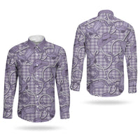 Purple Hawaii Palaka Cowboy Couples Matching Short Sleeve Bodycon Dress and Long Sleeve Button Shirt Hawaiian Paniolo Festival Spirit