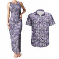Purple Hawaii Palaka Cowboy Couples Matching Tank Maxi Dress and Hawaiian Shirt Hawaiian Paniolo Festival Spirit