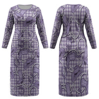 Purple Hawaii Palaka Cowboy Family Matching Long Sleeve Bodycon Dress and Hawaiian Shirt Hawaiian Paniolo Festival Spirit