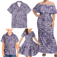 Purple Hawaii Palaka Cowboy Family Matching Off Shoulder Maxi Dress and Hawaiian Shirt Hawaiian Paniolo Festival Spirit