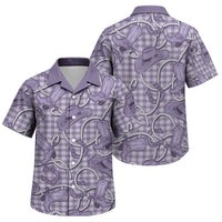 Purple Hawaii Palaka Cowboy Family Matching Off Shoulder Short Dress and Hawaiian Shirt Hawaiian Paniolo Festival Spirit