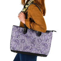 Purple Hawaii Palaka Cowboy Leather Tote Bag Hawaiian Paniolo Festival Spirit