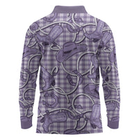 Purple Hawaii Palaka Cowboy Long Sleeve Polo Shirt Hawaiian Paniolo Festival Spirit