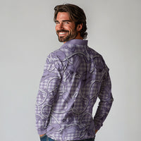 Purple Hawaii Palaka Cowboy Long Sleeve Polo Shirt Hawaiian Paniolo Festival Spirit