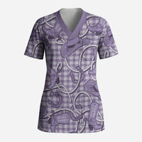 Purple Hawaii Palaka Cowboy Scrub Top Hawaiian Paniolo Festival Spirit