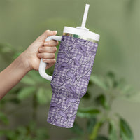 Purple Hawaii Palaka Cowboy Tumbler With Handle Hawaiian Paniolo Festival Spirit