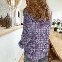 Purple Hawaii Palaka Cowboy Women Casual Shirt Hawaiian Paniolo Festival Spirit