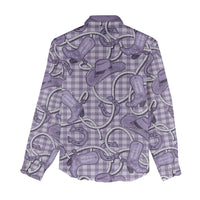 Purple Hawaii Palaka Cowboy Women Casual Shirt Hawaiian Paniolo Festival Spirit