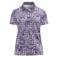 Purple Hawaii Palaka Cowboy Women Polo Shirt Hawaiian Paniolo Festival Spirit