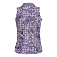 Purple Hawaii Palaka Cowboy Women Sleeveless Polo Shirt Hawaiian Paniolo Festival Spirit