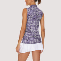Purple Hawaii Palaka Cowboy Women Sleeveless Polo Shirt Hawaiian Paniolo Festival Spirit