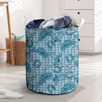 Blue Hawaii Palaka Cowboy Laundry Basket Hawaiian Paniolo Festival Spirit